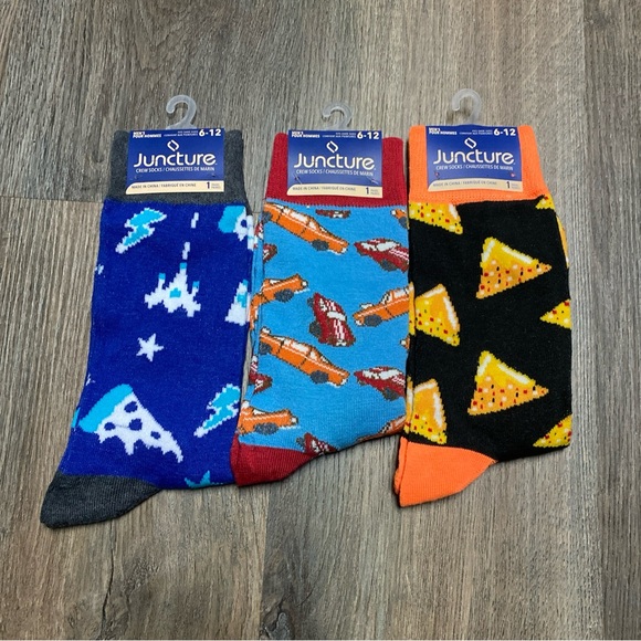 Juncture Fashion Socks 3 Pairs Men’s Fit Shoe Size 6-12 - Picture 1 of 3